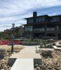 stone patio walkway and firepit