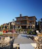 stone patio walkway and fire pit