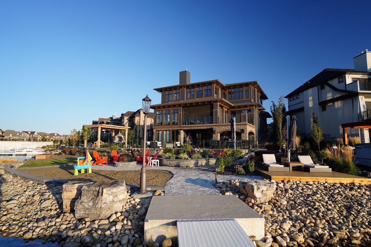 stone patio walkway and fire pit