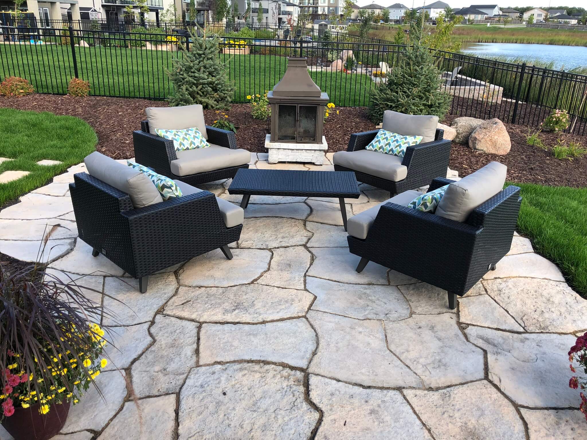 stone patio and fire pit