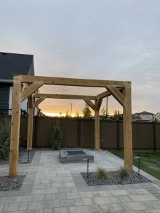 pergola and stone patio